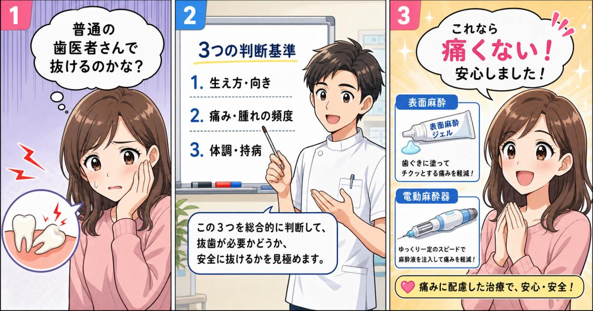 親知らずは一般歯科で抜ける?痛みが苦手な方のための3つの判断基準