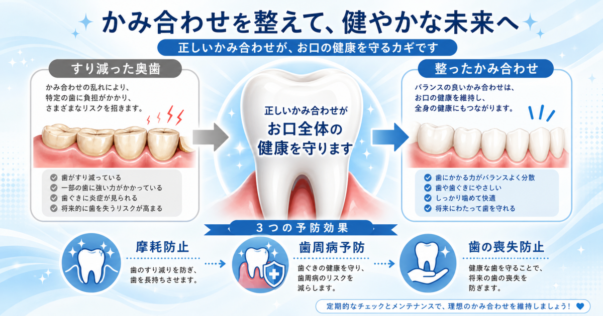 奥歯のすり減りは危険？かみ合わせ改善で歯の寿命を延ばす3つの予防