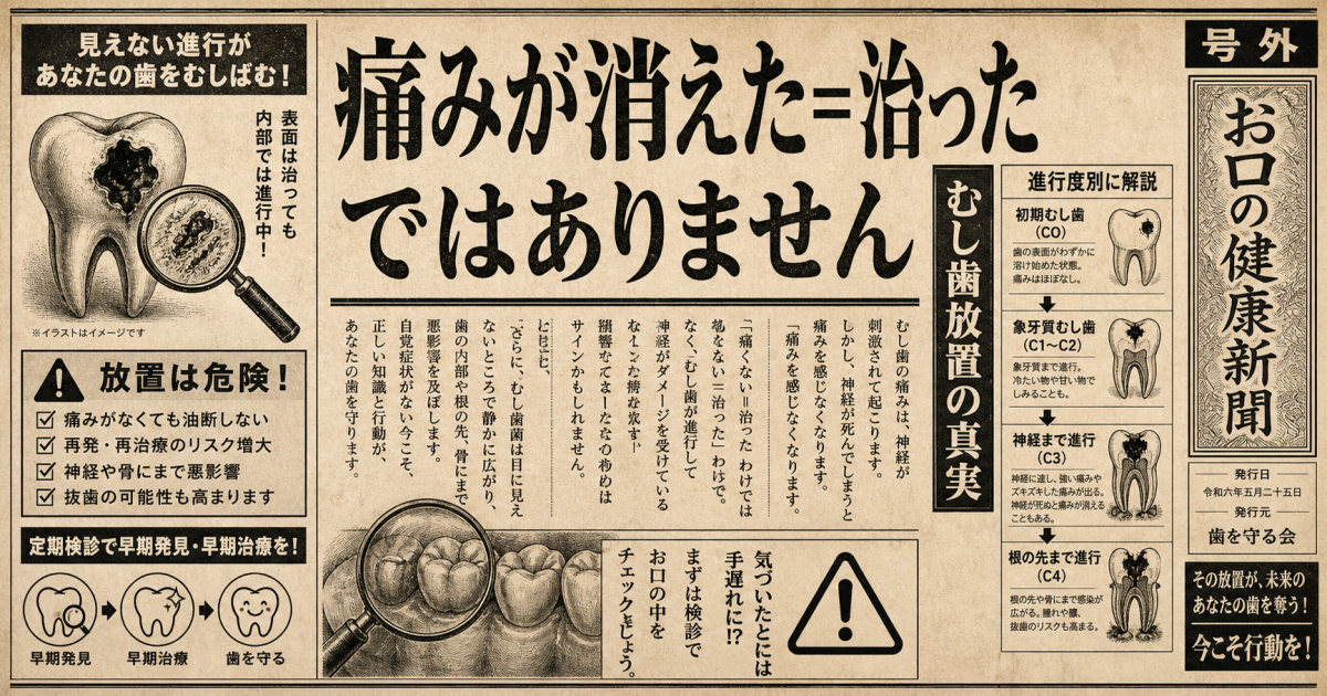 むし歯の痛みが消えた？放置するとどうなるか進行度別に徹底解説