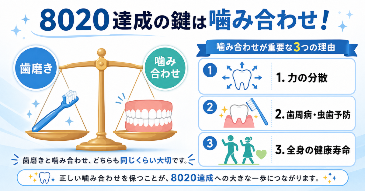 老後に歯を残す8020運動!歯磨きと同じくらい噛み合わせが重要な3つの理由
