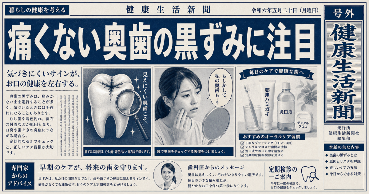 痛くない奥歯の黒ずみはむし歯?放置リスクと仕事に響かない治療法