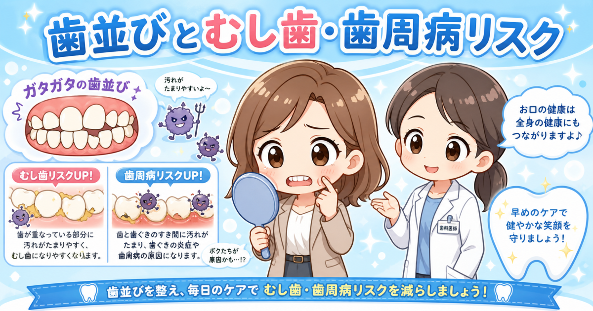 歯並びが悪いとむし歯や歯周病になりやすい？ケアの限界と将来のリスク
