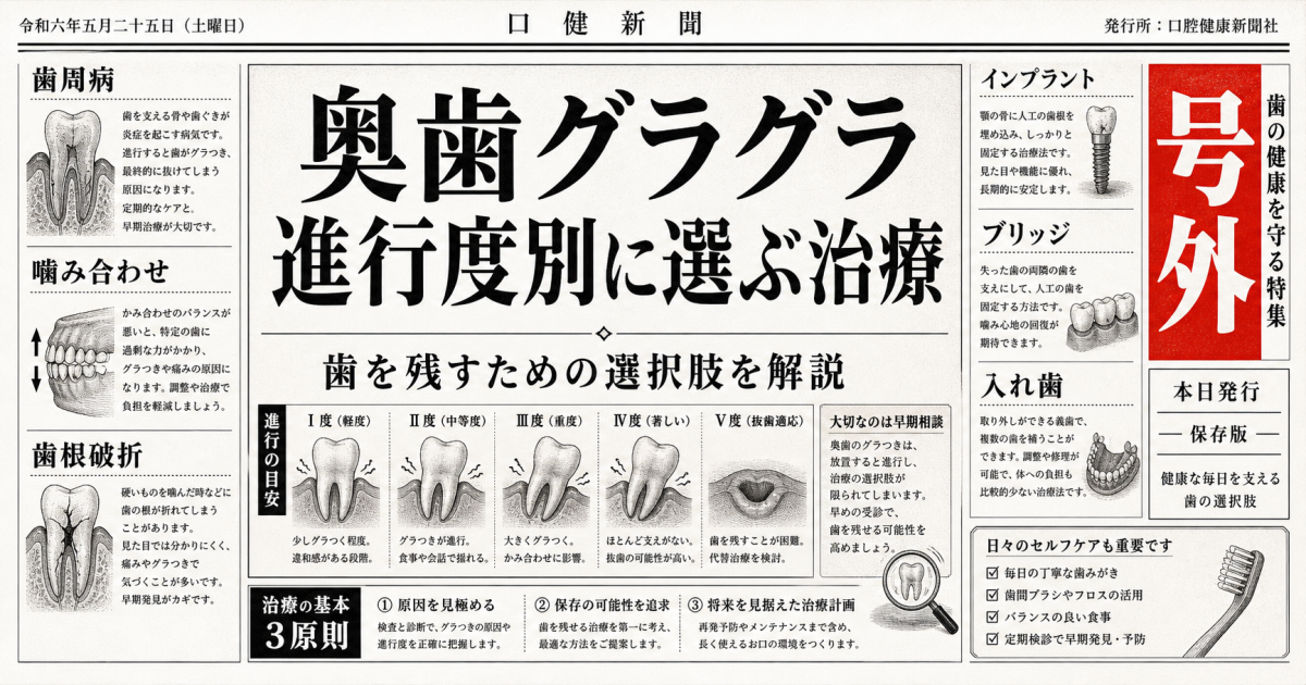 奥歯がグラグラ揺れる原因は？歯を残すための進行度別治療と選択肢