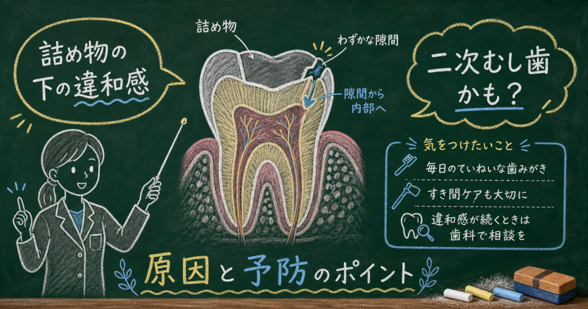 詰め物の下の違和感は二次むし歯？再発の原因と予防のポイント