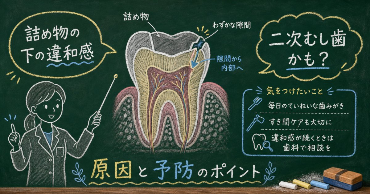 詰め物の下の違和感は二次むし歯？再発の原因と予防のポイント