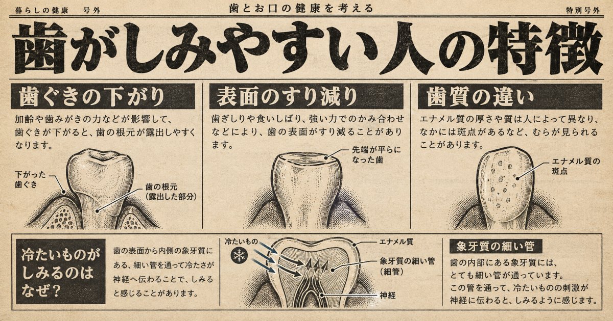歯がしみやすい人に見られる歯と歯ぐきの特徴