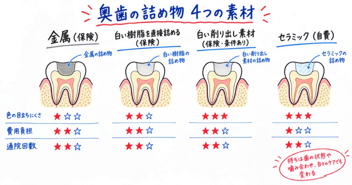 奥歯の詰め物は保険と自費で何が違う?