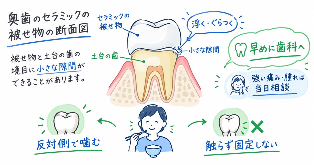 仕事前にセラミックの被せ物が浮く・ぐらつく？受診目安と過ごし方
